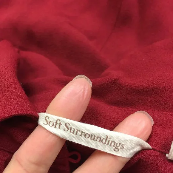 Soft Surroundings Blouse Top Size PS Womans Petite Red Button Front Long Sleeve - Picture 10 of 15